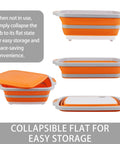 Large Collapsible BBQ Prep Tub With Lid 4.22 Gal 16L foldable sink showing side and lid views, orange and gray color.