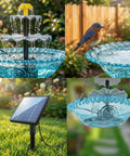 Solar Cascade Hanging Bird Bath Fountain With 3 Layer Design For Outdoor Gardens And Ponds 6 Nozzles And 10 Ft Cord Solar Powered Pump Attracts Hummingbirds No Wiring Needed