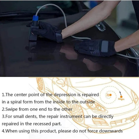 Induction Dent Repair Kit For Paintless Dent Removal And Auto Body Fixes With Digital Display Power And Time 220V Hot Box Tool used on car hood.