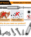 Assortment of 180-Piece No 8 Torx Security Screws Kit with T20 bit and wrench, showcasing stainless steel screws and anti-theft design.