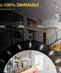 Living room with 12 Pack 6 Inch New Construction Integrated LED Recessed Night Light Module Kit showing dimmable settings