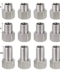 Stainless Steel M2.5 Long Wheel Nuts for TRX4M 1 18 Scale RC Crawlers Upgrade 12 Pack Easy Install Locking Bolts with Precise Threads shown in three lengths.