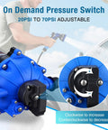 Workhorse Five Chamber Self Priming Diaphragm Water Pump 7 GPM 70 PSI 110V AC With Pressure Switch and strainer in use