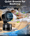 Compact USB Desk And Wall Mount Fan With Suction Cup Base And Digital LED Display Six Speeds Quiet Oscillating Motion Adjustable Tilt for bedroom