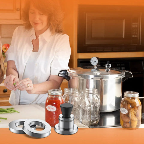Woman using Pressure Canner Regulator 5 10 15 Lb Replacement Fits 18Qt 20Qt 21Qt 22Qt 23Qt Canners, Solid Parts For 0175001 0175510