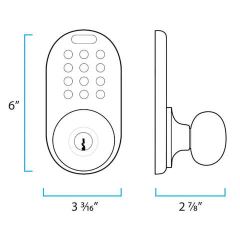 Diagram of Keyless Entry Door Lock With Electronic Touchpad No Key Needed, Oil Rubbed Bronze Finish, Easy Backset dimensions