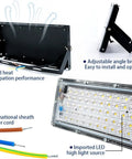JUDYSSY Security Lights Outdoor Reflector Led Floodlight Outdoor Flood Light S, showcasing adjustable bracket and heat dissipation design.
