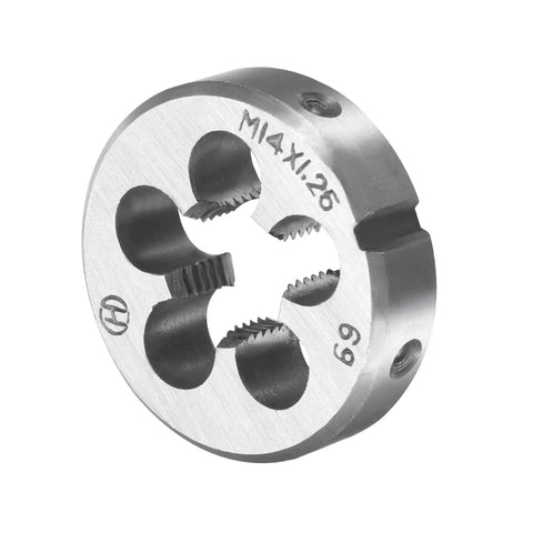 M14 x 1.25mm Metric Tap and Die Set for Rethreading Damaged Threads Nut Bolt Repair Kit Right Hand Threading Round Die close-up view