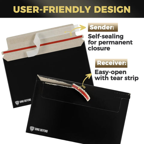 7 By 4.35 Inch Black Card Mailers for Trading Cards with self-adhesive strip and easy-open tear edge