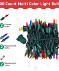 Outdoor Christmas String Lights With Green Wire 100 Count 20 Ft Multicolor Incandescent For Patio Fence Yard Indoor And Outdoor Xmas Decor Built Tough With Extra Bulbs And Fuses
