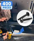 410 Stainless Steel Self Tapping Screws Self Drilling Sheet Metal Screws Black Oxide Assortment, man using drill