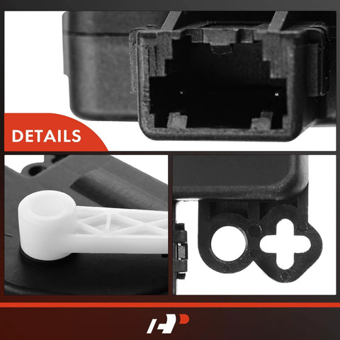 A-Premium HVAC heater blend door actuator for Ford Mustang; black connector, white linkage arm, mounting bracket