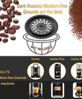 Reusable Nespresso Vertuoline Capsule Lids with coffee grounds, compatible with Vertuo, VertuoPlus, Vertuo Next machines.