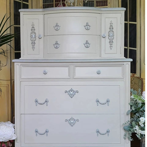 Dresser painted with Sawmill Gravy Chalk Mineral Furniture Paint 32oz Matte Beige Finish For Diy Projects And Upcycling, warm vibe.