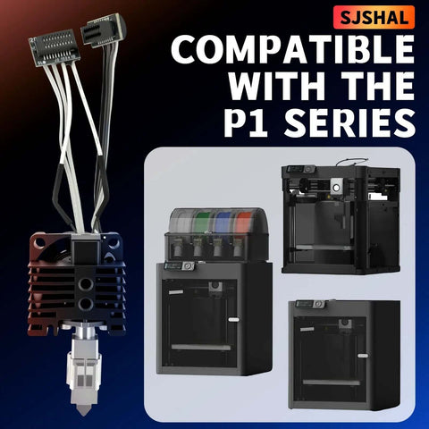 Plug-and-Play Hotend Replacement Kit For P1P And P1S 3D Printer Hardened Steel 0.4mm Nozzle, shown with compatible P1 printers