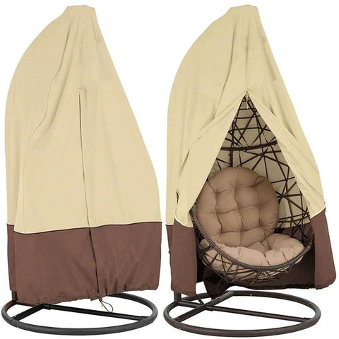 Durable Patio Egg Chair Cover With Zipper Fits Most Hanging Egg Swing Chairs 75 Inch High By 45 Inch Deep Waterproof Weather Resistant Beige