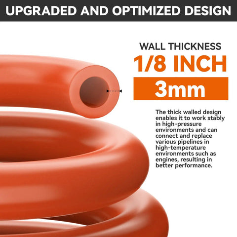 Henny's Got This Silicone Vacuum Hose Kit With Six Versatile Multi-Size Pieces Perfect For Auto Engine Air Water Repairs And Maintenance Tasks To Get Your Ride Running Smooth As Butter Without Any Leaks Or Issues! 3mm 1/8 inch silicone hose, wall thickness shown