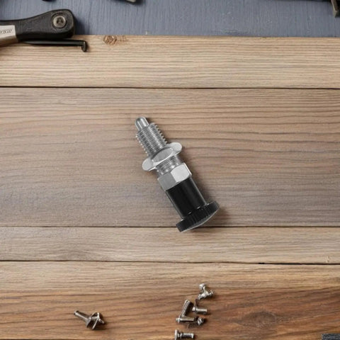 Stainless Steel Reset Indexing Plunger With Knob And Self Locking Mechanism M10 for mechanical tasks on wood surface.