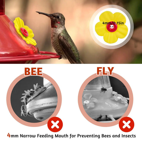 16 Pcs Hummingbird Feeder Replacement Flowers With Two Cleaning Brushes For Outdoor Bird Feeders Attractive Bee Guards Parts Kit To Lure Tiny Birds And Keep Hoses Fresh Naturally This Season Long