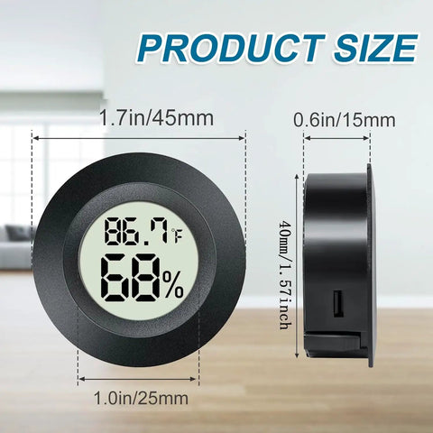 2 Pack Mini Digital Hygrometer Gauge With LCD Thermometer For Indoor And Outdoor Temperature And Humidity size details
