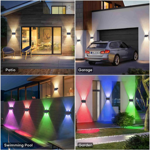 Level Up Your Backyard With Badass Multicolor Solar Fence Lights That Bring Sick Lighting Vibes And Weather Resistant IP67 Design For Patios Porches Gardens And Garages Featuring Dusk To Dawn Sensor Six Pack, displayed in patio, garage, swimming pool, and garden settings.