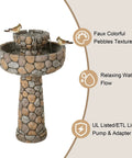 Two Tier Stone Like Outdoor Water Fountain With Birds Bird Bath Waterfall Decor Freestanding Garden Yard Patio Porch Includes Pump Weatherproof Resin 24.41 Inches Tall
