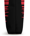 Black Paddler Tote Bag For Dragonboating Gear And Race Day with red stripe pattern on side view
