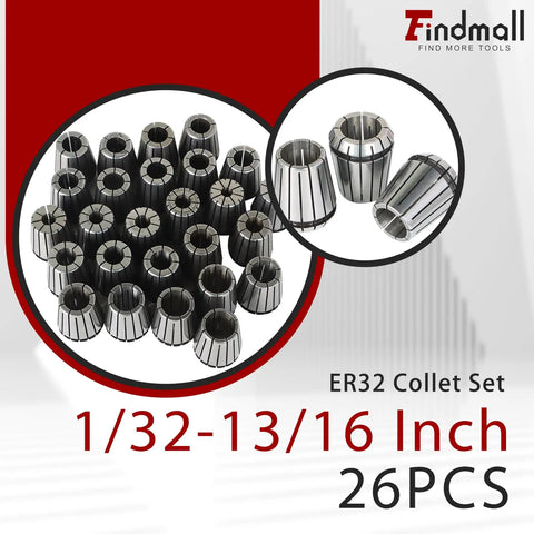 ER32 Collet Set 26 Pieces For CNC Engraving Milling Lathe Tools With Spring Collets, High Precision 0.013mm Runout
