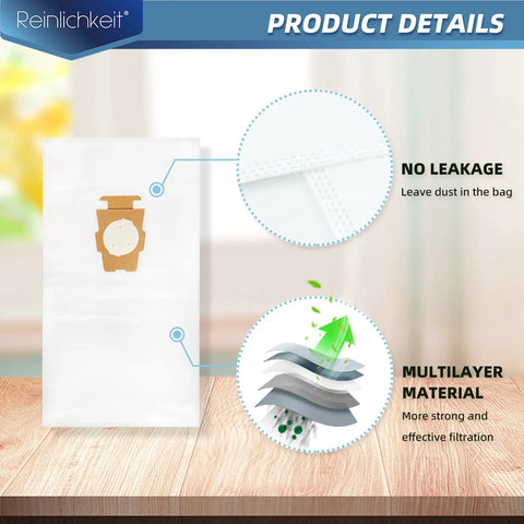 Six Pack Universal Cloth Vacuum Bags For Kirby All Generations And Sentria Models Fits 205811 204814 204811 shown with multilayer design and no leakage feature
