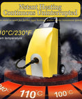 Sotikarery 3000W Heavy Duty High Pressure Steam Cleaner in yellow demonstrating instant heating at 110°C for effective cleaning.
