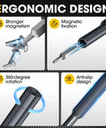 37-In-1 Precision Screwdriver Set With Magnetized Tip And Magnetic Mat showcasing ergonomic design features like magnetism and 360-degree rotation.