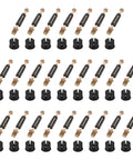 25 Pack Cam Lock Screws M6x40mm Cabinet Hardware Connectors Zinc Alloy Black Bolts arranged in rows for furniture assembly.