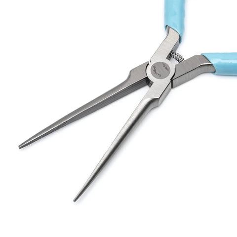 6 Inch Long Needle Nose Pliers With Serrated Jaws For Precise Work In Tight Spots Green Handles Extra Long Nose For Forming Looping Twisting