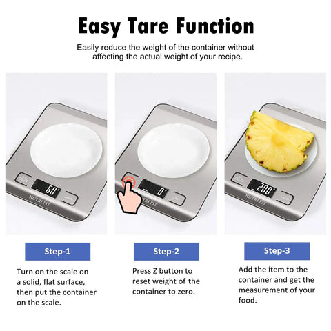 Digital Kitchen Scale For Baking And Weight Loss Grams Ounces For Cooking With Backlit LCD Tare Function Stainless Steel Platform