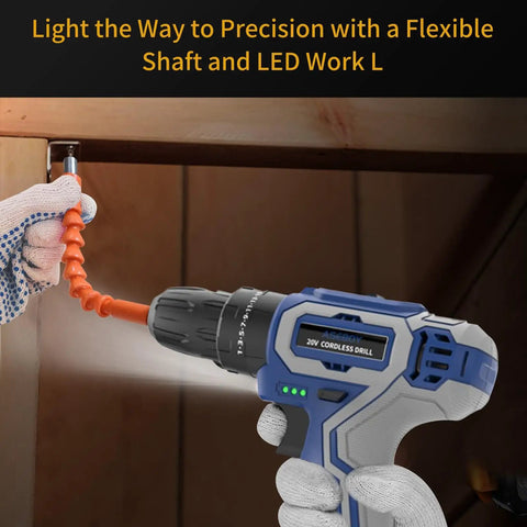 20V Cordless Hammer Drill Kit With Battery And Charger, 30 Nm Torque, Three Eighths Inch Keyless Chuck, used on cabinet.