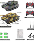 Realistic Infrared Battle RC Tank With 2.4GHz Remote, 360 Degree Turret, LED Lights And Realistic Sound Effects, Auto Demo Mode, 1 24 Scale Military Vehicle Toy For Kids And Adults set with accessories