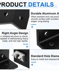 Close-up of Dead Simple Setup 10 Piece 4 Hole Inside Corner Brackets Heavy Duty L Connectors Black T Slot Fittings, showcasing design details.