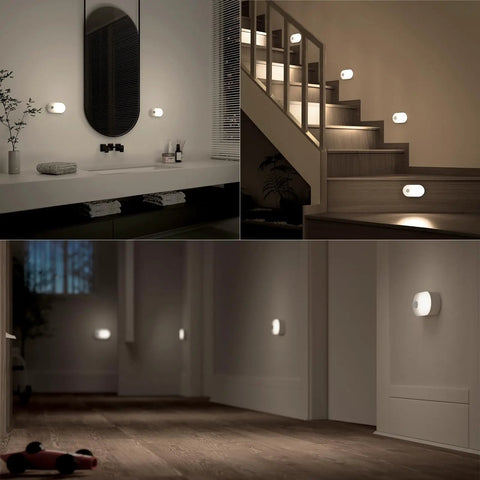 Rechargeable Motion Sensor Night Light With Dusk To Dawn Sensor Stick On No Fuss Cool White LED Closet Light Auto On Off displayed in home settings