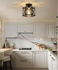 Kitchen with Must Have Industrial Black Hexagon Farmhouse Ceiling Light Fixture, Semi Flush Mount, 9.5 Inch, elegant ceiling pattern