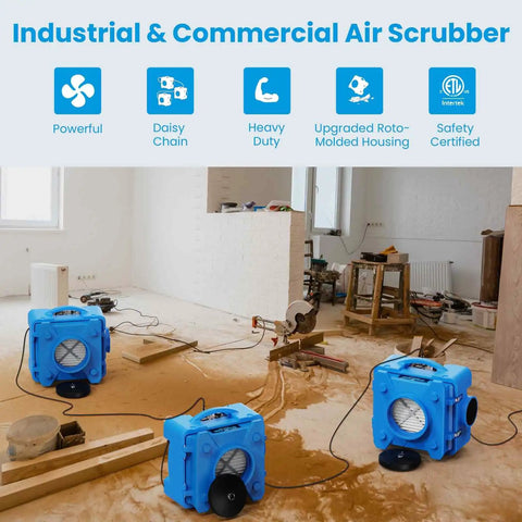 Shield-550 Air Scrubber 550 CFM With 3-Stage Filtration, Negative Air Machine in construction site cleanup
