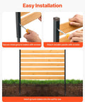 Wood Privacy Fence Screen For Outdoor AC Unit And Trash Can In Your Yard 39 Inch Wide By 61 Inch Long One Panel Pool Equipment Enclosure with metal stakes and DIY installation steps.