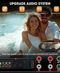 Couple enjoying music with Beast Bluetooth Marine Stereo For Boats Single Din Boat Radio Receiver With Digital LCD Screen AM FM