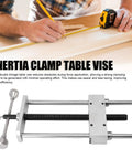 Heavy Duty Inertia Table With Double Link Clamp For Woodworking Bench providing secure clamping during precision projects.