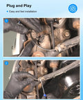 ABS wheel speed sensor installation: two close-up views of sensor and wiring at the wheel hub (steps 1–2)
