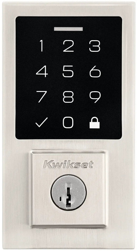 Contemporary SmartCode Touchpad Electronic Deadbolt With SmartKey 9270CNT-514S, keypad, matte black finish