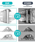 Comparison of new vs old 14-gauge garage door hinges, showing Two Pack Heavy Duty Garage Door Hinges For Variants 1 2 And 3.
