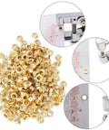 4Mm Round Eyelet Grommet Kit With Single Hole Punch, heavy-duty metal eyelet set in storage box, close-up of components