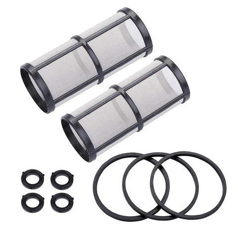 Inline Garden Hose Water Filter For Pressure Washer With Sediment Strainer And Two Extra 100 Mesh Screens Plus Heavy Duty Gasket Set for replacement screens and gaskets.