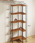 Top Notch 5 Tier L Shaped Corner Bookshelf 60 Inch Tall Modern Shelving Unit dimensions and detail image for home office use.