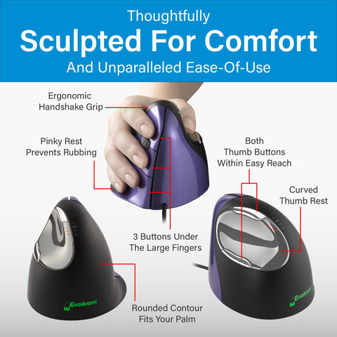 Vertical Ergonomic Mouse VM4S Right Hand Small Wired USB For Windows With 4 Speed Settings And 6 Customizable Buttons Built For Comfort And Wrist Strain Reduction Super Comfy